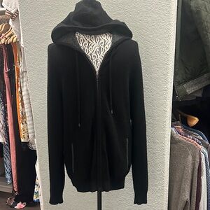 1901 Black Cashmere Zip Hoodie Sweater